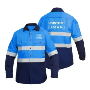 Two Tone Hi Vis Reflective Safety Work Shirt Breathable High Visibility Construction Work Shirt Custom Logo