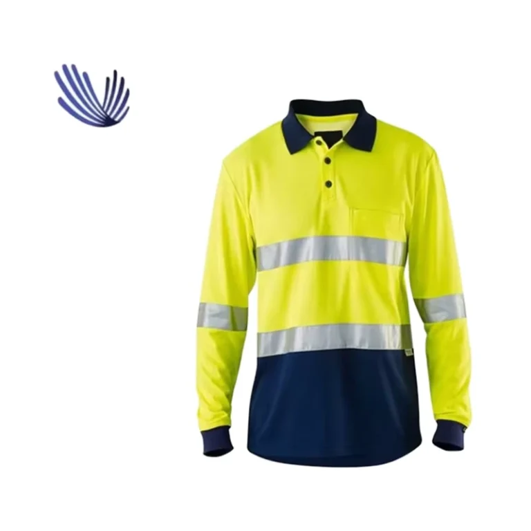 Two-Tone-Hi-Vis-Safety-Workwear-Polo-Shirt-with-Long-Sleeves-and-Waterproof-Feature-Customizable-Logo