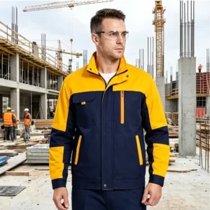 Two-Tone Industrial Workwear Uniform Set Anti-static Breathable Long Sleeve Jacket Durable Factory Mechanic Construction Unisex