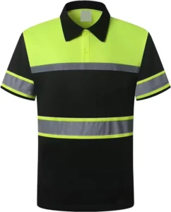 Two-Tone Reflective Polo Shirt, Short Sleeve Safety Work Shirt with Pocket