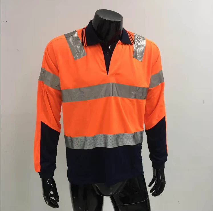 Two-Tone Reflective Polo Shirt for Construction and Security Work Uniforms