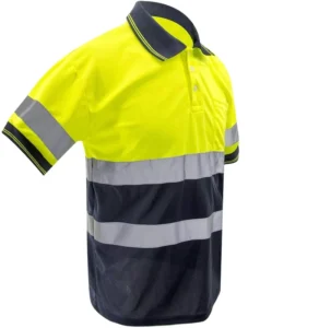 Two Tone Safety Short Sleeve Polo Shirt With Reflective Tape for Men Hi Vis Shirts Construction Work Wear