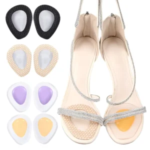 Two-Tone Unisex Anti-Slip Soft Resilient Half-Size Adhesive Insoles for High Heels
