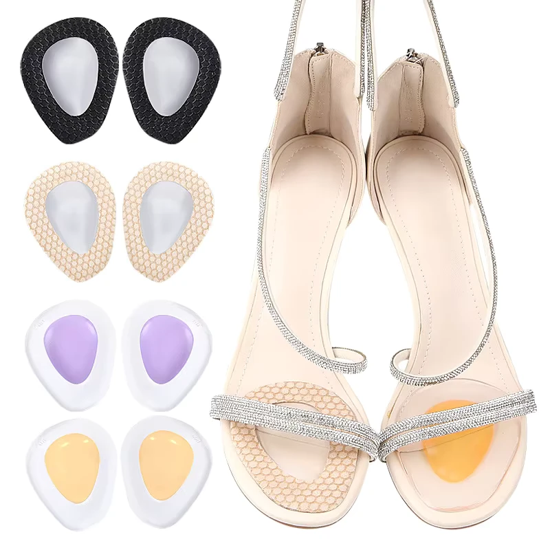 Two-Tone Unisex Anti-Slip Soft Resilient Half-Size Adhesive Insoles for High Heels