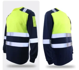 Two Tone Work Safety Vest Neck Long Sleeve Orange Yellow Customized Logo Reflective ANSI Class 2 Waterproof Safety Workwear