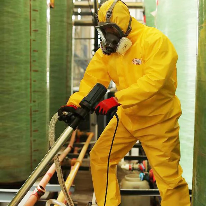 Type 3B Type 4B Yellow HDPE Disposable Protective Hazmat Suit Nonwoven Chemical Coverall Pink Mechanic Coveralls