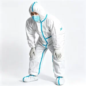 Type 5 6 Disposable Microporous Protective Clothes Coverall Custom Printed Logo Supported