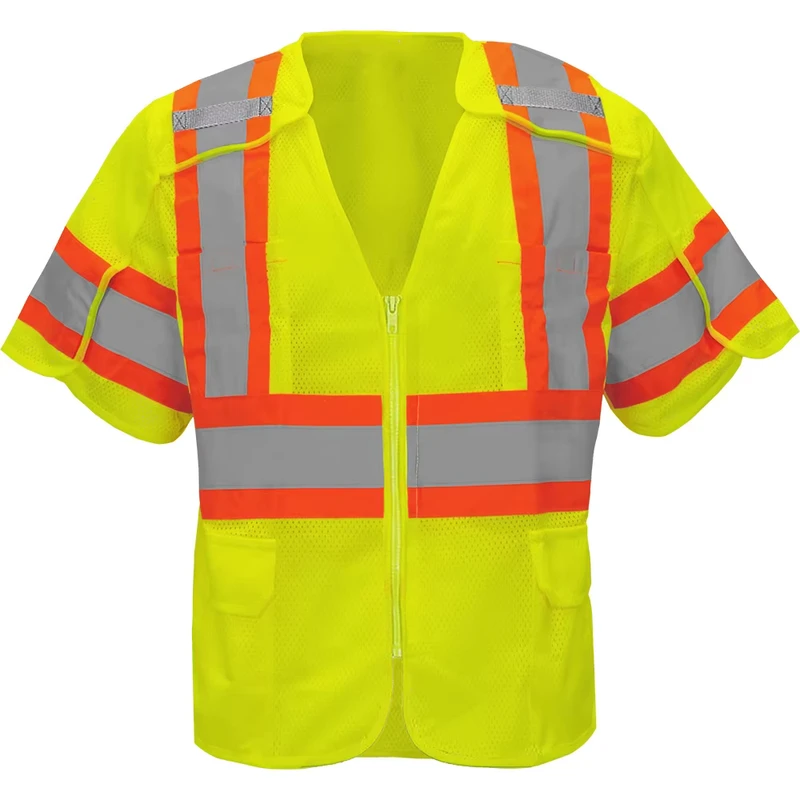 Type R Class 3 Safety Vest 5 Point Breakaway Tear Away Sleeved Hi vis Mesh Work Security Engineer Reflective Clothing Jacket