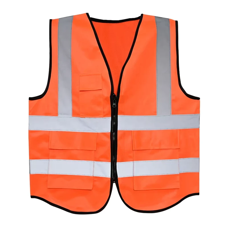 ULTAC Customized Logo High Visibility Orange Reflective Safety Vest for Construction Engineers & Workers with Pockets