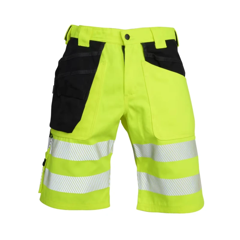 ULTAC EN20471 Hi Vis Safety Shorts Work Trouser Pants Stretch With Reflective Straps