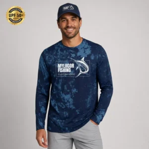 UPF 50+ Quick Dry Long Sleeve Fishing Shirt Sun Protection Custom Logo