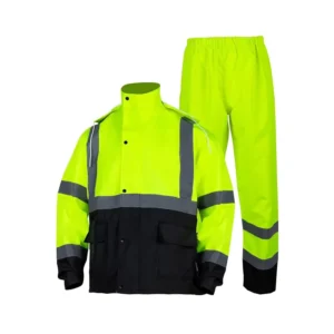 Hi Vis Reflective 300D Oxford Polyester Outdoor Rainsuit Customizable Logo Waterproof Safety Jacket and Pant