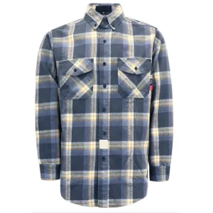 USA FR Clothing NFPA2112 EN11612 NFPA 70E Industrial Arc Safety Shirt Knit Flame Resistant CAT2 Fire Retardant Plaid Anti Heat