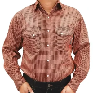 USA FR Cotton Flame Retardant FRC Workwear CAT2 Fire Resistant Plaid Shirts NFPA 2112 Certified Two Chest Pockets