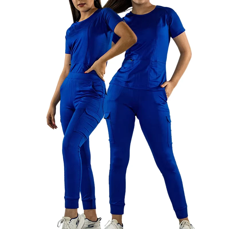 Uniform for Blue Nursing Hospital Sets Receptionist Custom Made Nurses Scrubs With Logo Suppliers Dental Nurse Tops