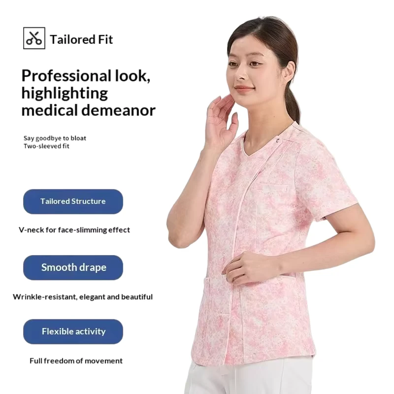 Uniforme De Enfermeras Polyester Women's Nurse Uniform Short sleeved Top OP35A Simple Medical Uniforms