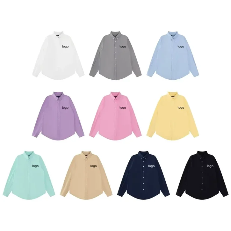 Unisex-100-Cotton-Embroidered-Logo-Single-Breasted-Autumn-Oxford-Shirt-Loose-Fit
