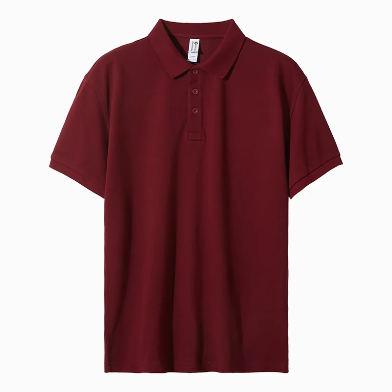 Unisex 100% Cotton Knitted Solid Color Blank Short Sleeve Polo Shirt