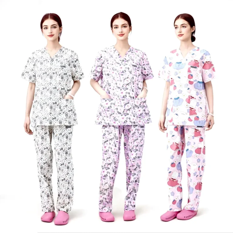 Unisex-100-Cotton-Short-Sleeve-V-Neck-Nurse-Uniform-Set