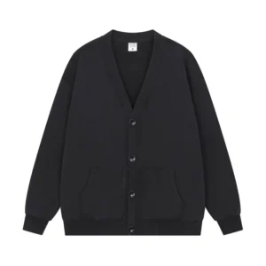 Unisex 360gsm 100% Cotton Knit Cardigan Sweater V-Neck Long-Sleeve Jacket