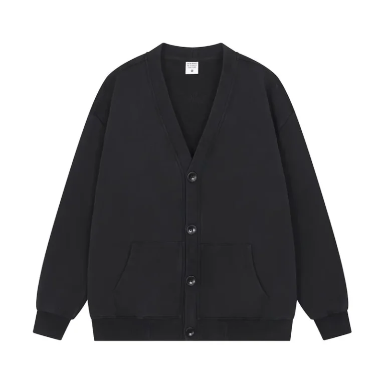 Unisex-360gsm-100-Cotton-Knit-Cardigan-Sweater-V-Neck-Long-Sleeve-Jacket