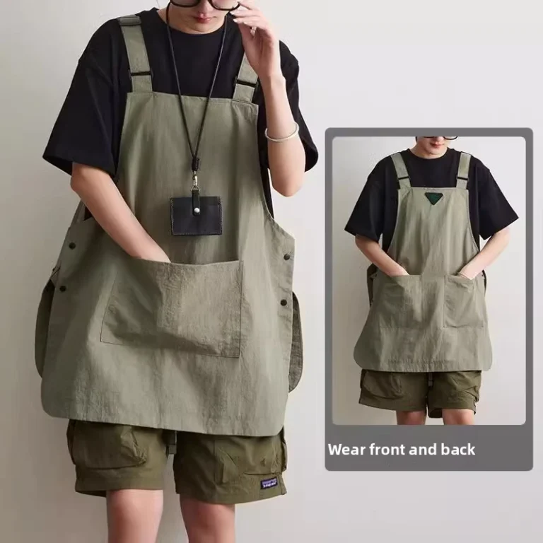 Unisex-Adjustable-Taslon-Fabric-Apron-with-Big-Pocket-Side-Button-Design-Waterproof-for-Coffee-Shop-Bakery-Restaurant