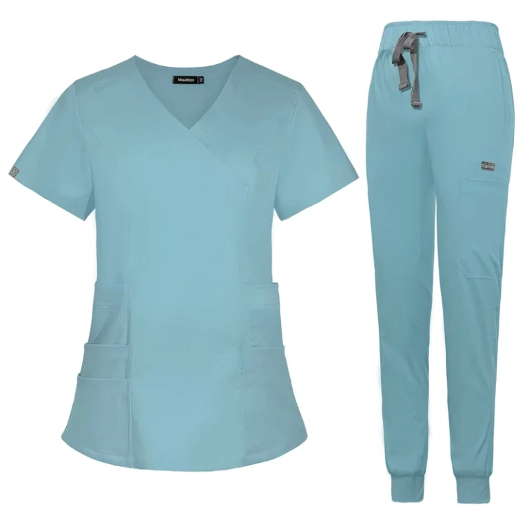 Unisex-Anti-Wrinkle-Stretch-Jogger-Scrub-Set-V-Neck-Knitted-Top