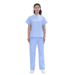 Unisex Baby Blue TC Medical Scrub Set Custom Hospital Uniforms OEM Private Label Factory