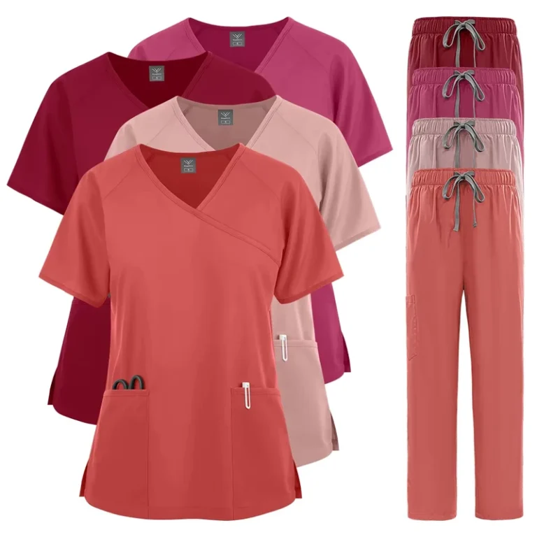 Unisex-Beauty-Salon-Nanny-Pediatric-ICU-Scrub-Sets-Solid-Color-Polyester-Dobby-Fabric-Medical-Work-Clothes-ODM-China