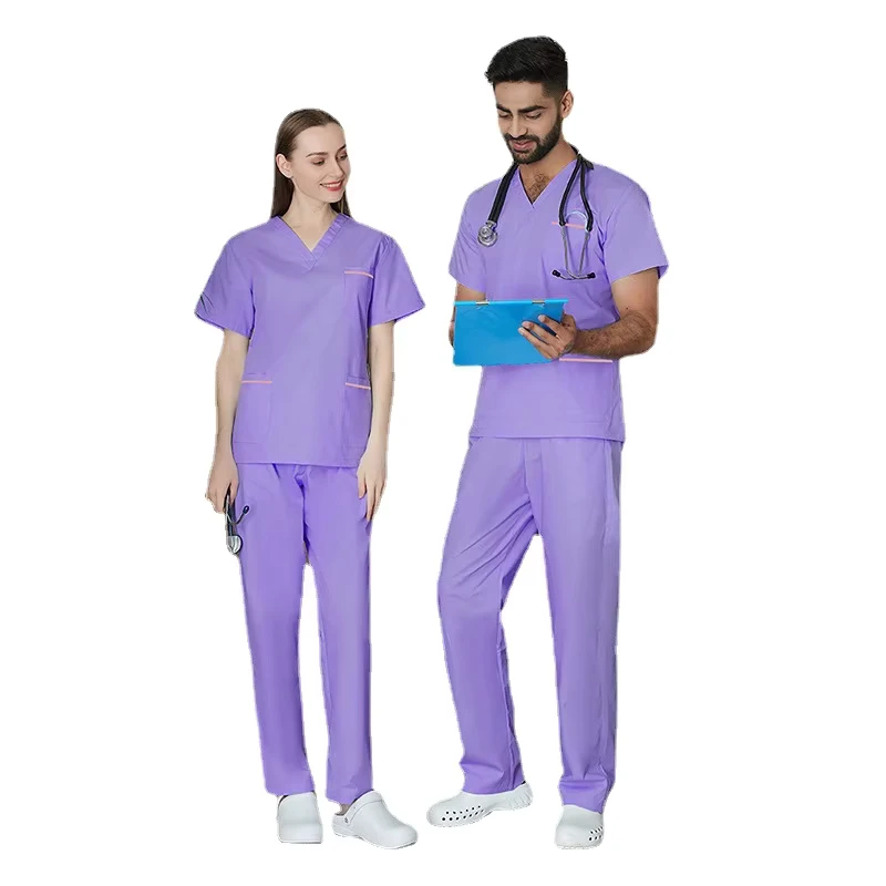 Unisex Breathable Medical Hospital Nurse Scrub Set Customized Color