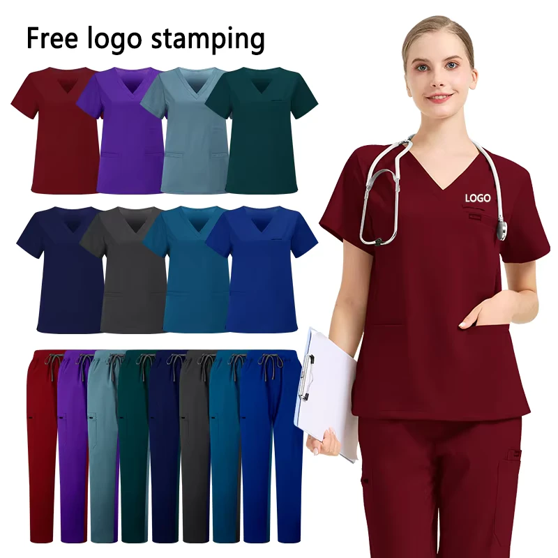 Unisex Breathable Rayon Spandex Nursing Scrub Uniform in Dark Green