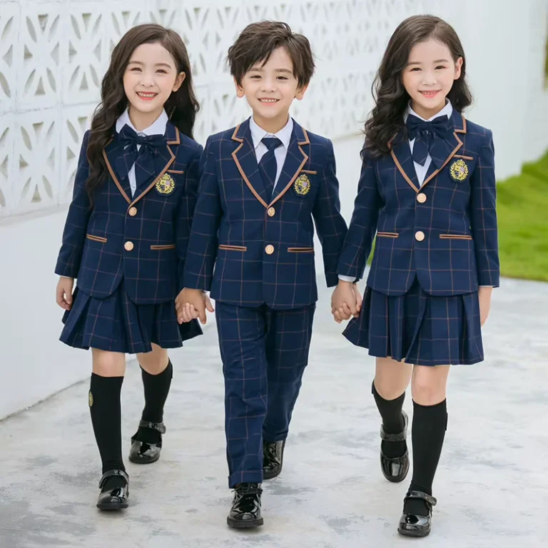 Unisex-British-Style-Primary-School-Uniform-Set-Plaid-Knitted-Fabric-High-School-and-Kindergarten-Class-Uniform