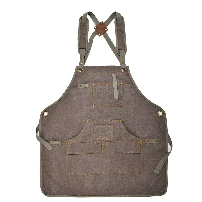 Unisex Canvas Apron for Hairdressers, Restaurants, Bars, and Milk Tea Shops with Heat Transfer Printing