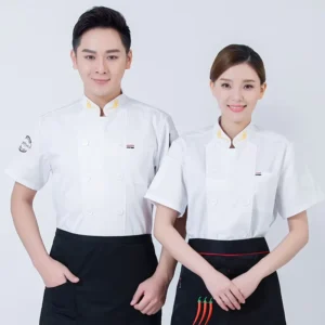 Unisex Chef Uniform with Short-Sleeve Summer and Long-Sleeve Winter Options, Polyester Cotton
