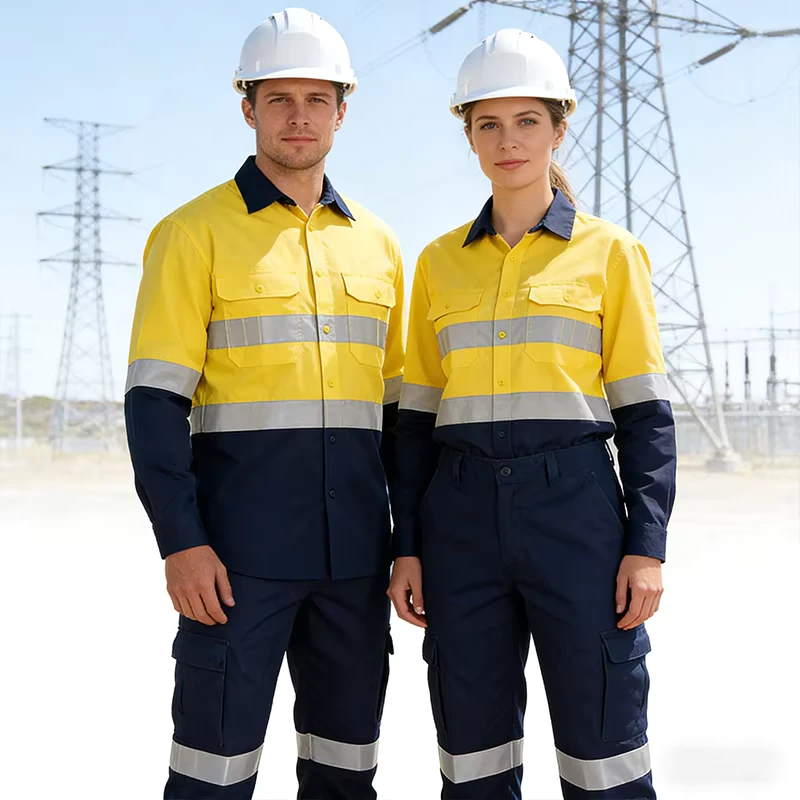 Unisex Construction Mining Coal Oil Gas Traffic Reflective Safety Hi Vis Workwear Custom Logo Worker Uniform Security Work Shirt