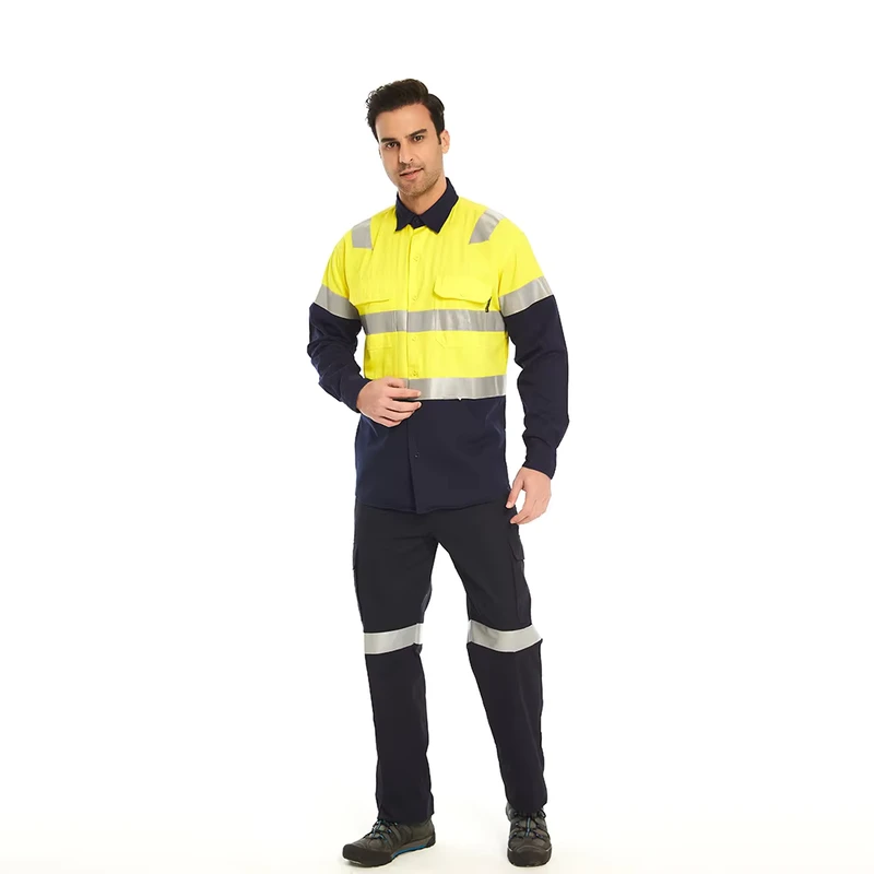 Unisex Cotton Drill High-Visibility Safety Construction Shirt