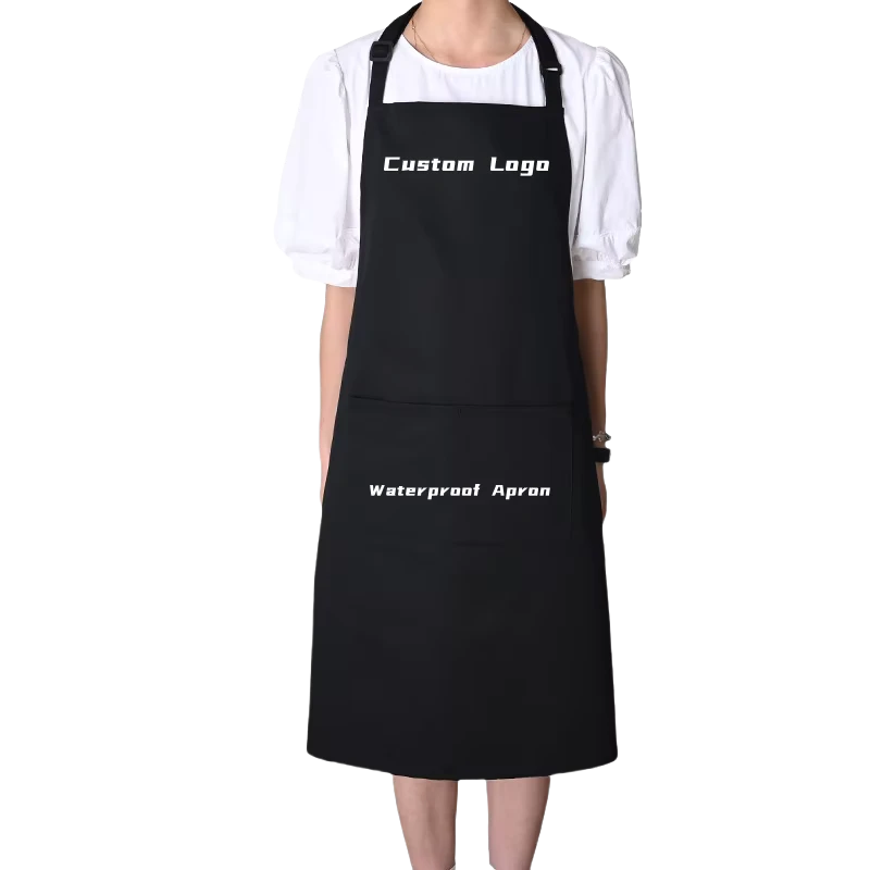 Unisex Cotton Polyester Waterproof Kitchen Apron for Barista and Chef