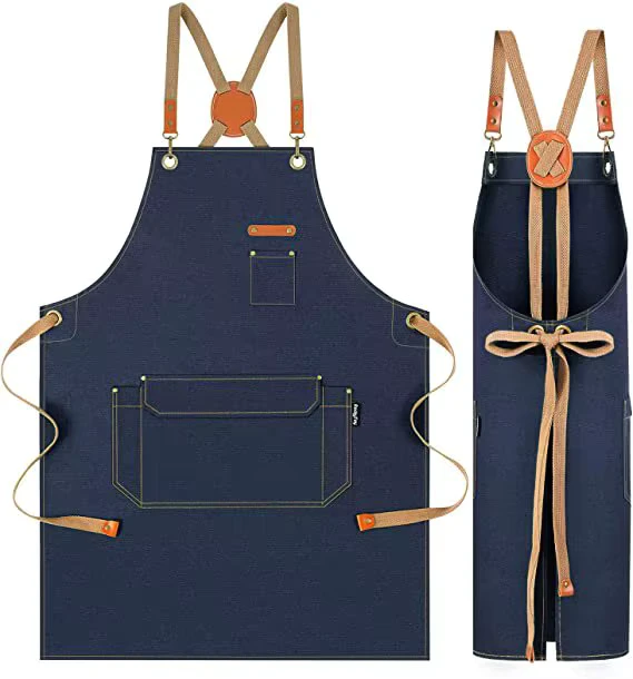 Unisex Custom Logo Canvas Bib Apron for Chefs and Waiters