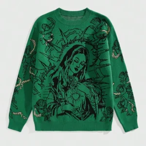 Unisex Customized Gradient Color Graphic Knit Sweater