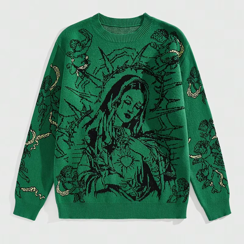 Unisex Customized Gradient Color Graphic Knit Sweater