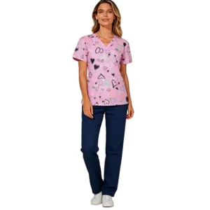 Unisex Dental Cotton Scrub Top Soft Breathable Cotton Fabric Sweat-Absorbent for Beauty Salon