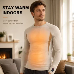 Unisex Electric Heated Thermal Shirt with Temperature Control Warm Long Sleeve Base Layer Top