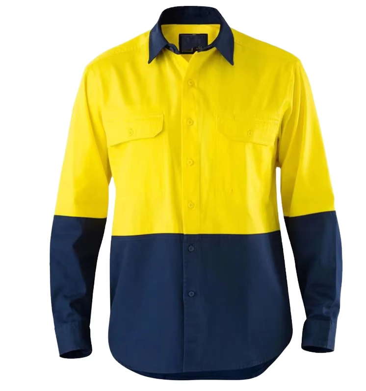 Unisex-FR-Reflective-Long-Sleeve-Cotton-Work-Safety-Shirt-Fireproof-Fire-Retardant-AS-NZS-Certified-Anti-UV-Coverall-Uniform