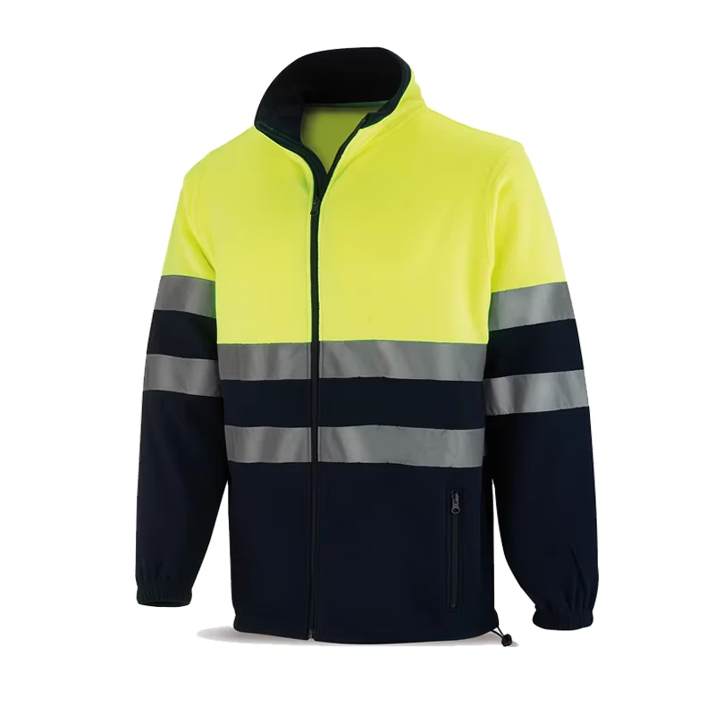 Unisex Flame Retardant Visibility Green High Hi Vis Knitted Fleece Jacket