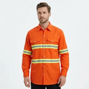 Unisex Fluorescent Hi Vis Reflective Safety Polo Shirt Quick Dry Breathable Polyester Long Sleeve Digital Workwear