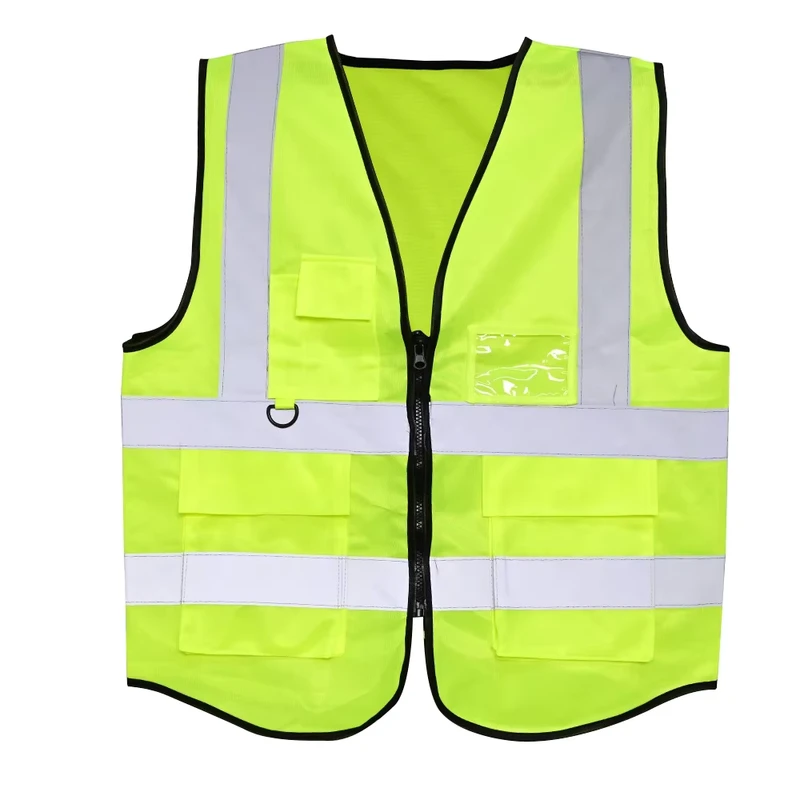 Unisex Green High Visibility Reflective Safety Vest with Work Pockets for Industrial Engineer Use