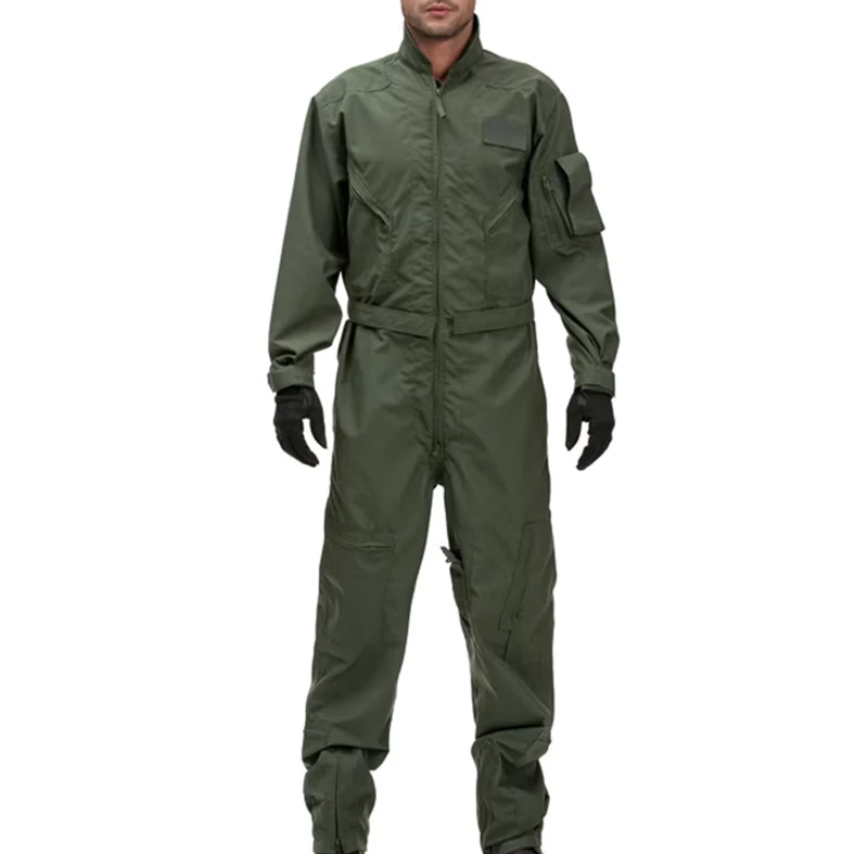 Unisex Green Nomex Flight Suit Pilot Coveralls Airline Uniform