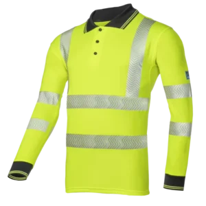Unisex Hi-Vis Long Sleeve FR Flame Retardant Polo Shirt With Arc Protection Customizable Logo Polyester & Cotton Material Adults