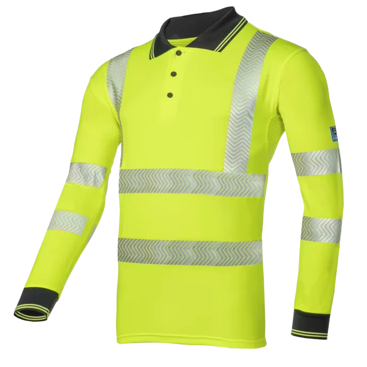 Unisex-Hi-Vis-Long-Sleeve-FR-Flame-Retardant-Polo-Shirt-With-Arc-Protection-Customizable-Logo-Polyester-Cotton-Material-Adults