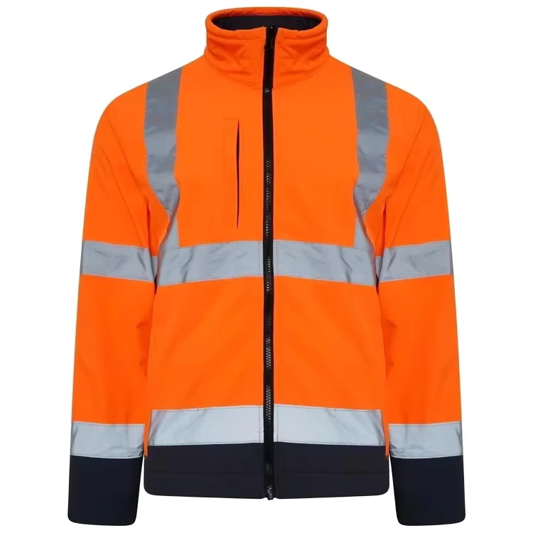 Unisex-Hi-Vis-Reflective-Softshell-Jacket-Waterproof-Anti-wrinkle-Silk-Screen-Printed-Yellow-Navy-Two-Tone-Safety-Coat
